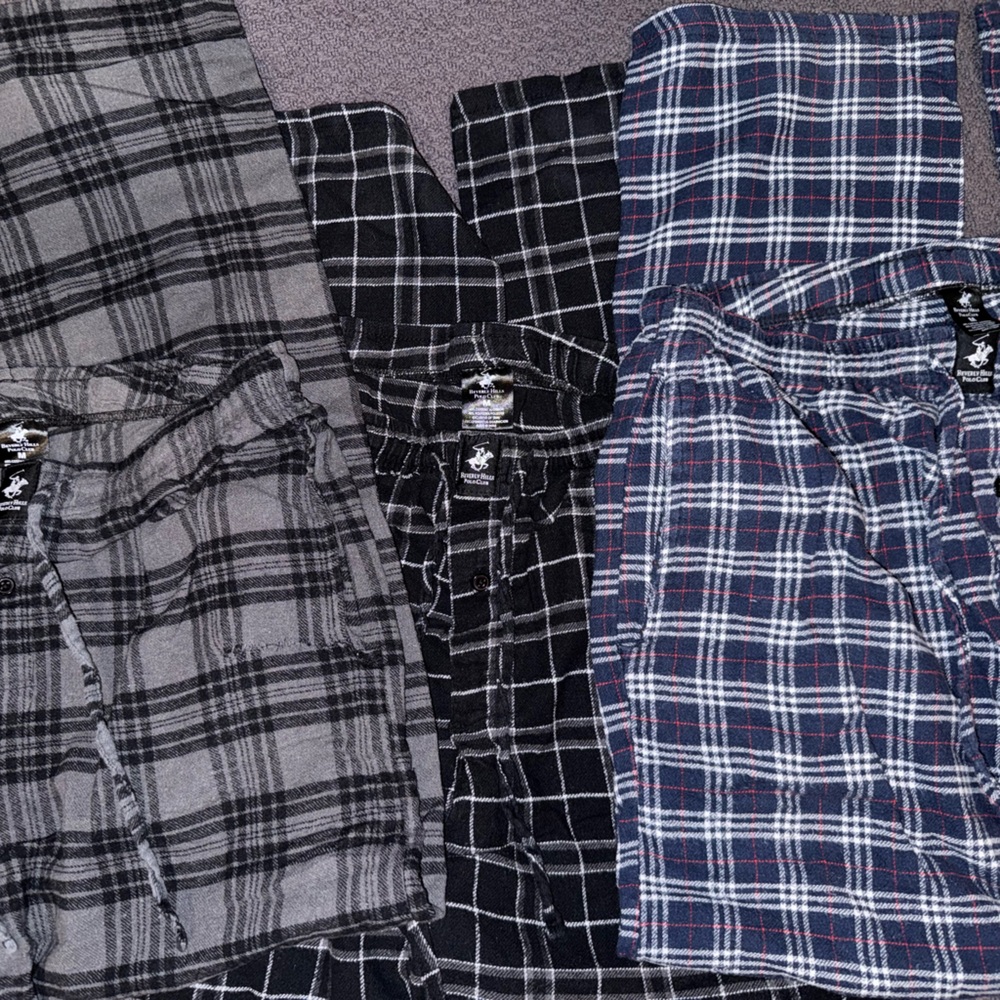 Men's Beverly Hills Polo Club Plaid Flannel Pajama Pants 3 Pack